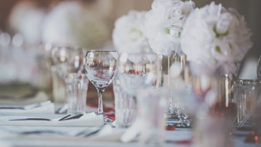 table setup at catered event