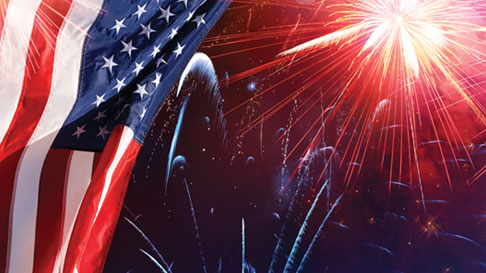 american flag and fireworks
