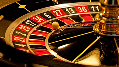 A roulette wheel spins